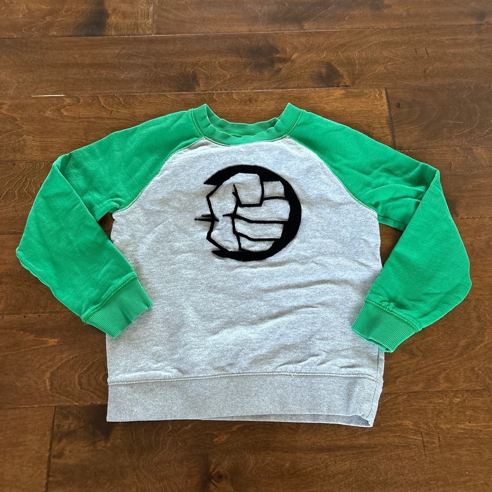 Hanna‎ Andersson Boys Crewneck Size 8 Marvel The Hulk Green Pullover Sweatshirt